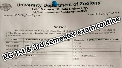Lnmu pg first and third semester examination programme || (2020-22)