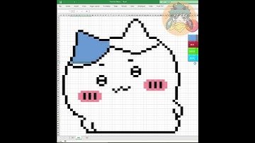 How To Draw Hachiware In Excel [Pixel Art 002] #Shorts