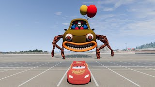 Escape from Giant Mike the Clown Chaser, Lightning McQueen vs. Mike | BeamNG.Drive