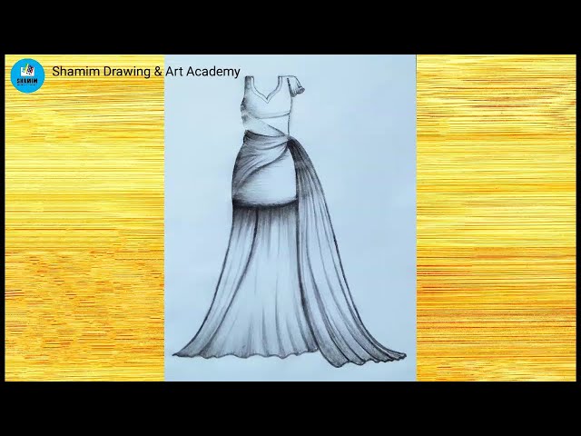 Female dress drawing | ladies dress | fashion design pencil sketch drawing