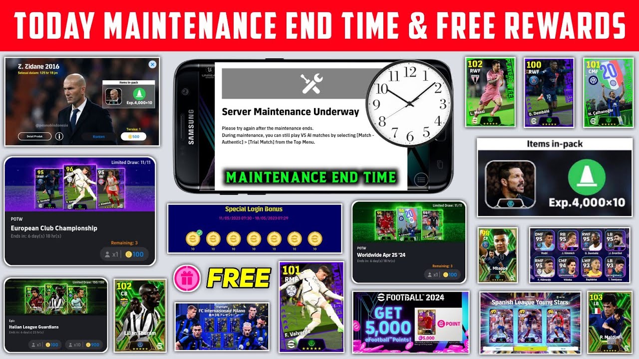 Today Maintenance End Time In eFootball 2024 Mobile || Pes Server Maintenance End Time