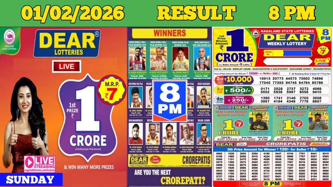 DEAR LOTTERY SAMBAD EVENING 8 PM RESULT TODAY LIVE DRAW ON 01.02.2026 NAGALAND SUNDAY