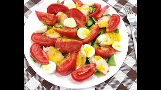 Салат из курицы, овощей и перепелиных яиц Салат из курицы, овощей и перепелиных яиц