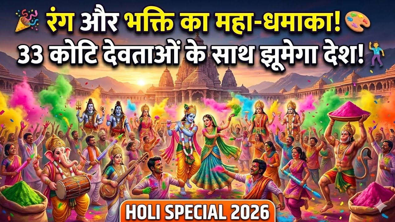 रंग और भक्ति का महा-धमाका 🎨 33 कोटि देवताओं के साथ झूमेगा देश | Holi Special 2026 🕺