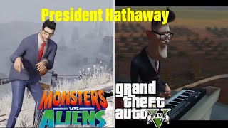 President Hathaway Piano Scene GTA 5 - Monsters vs Aliens