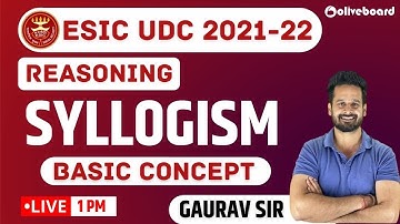 ESIC UDC Classes 2021-22 | Syllogism | Basic Concepts | ESIC UDC Reasoning | Gaurav Sir