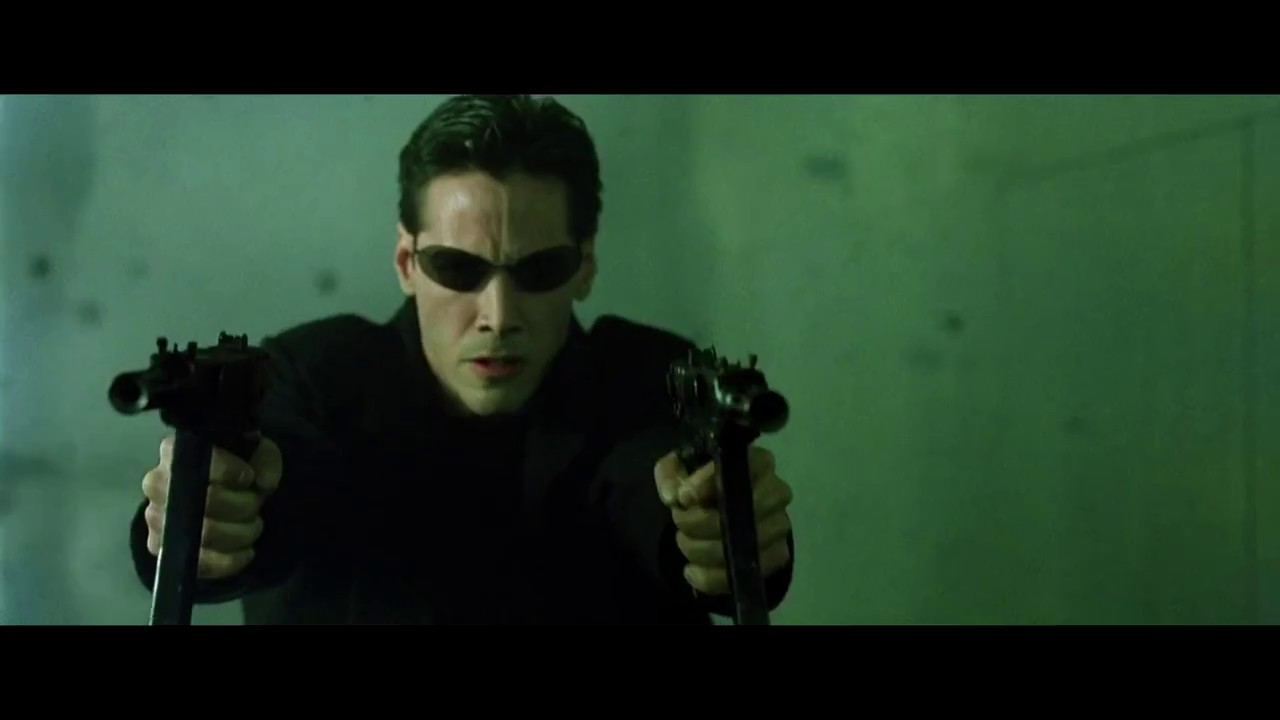Матрица. Нео разгромил холл супер сцена.