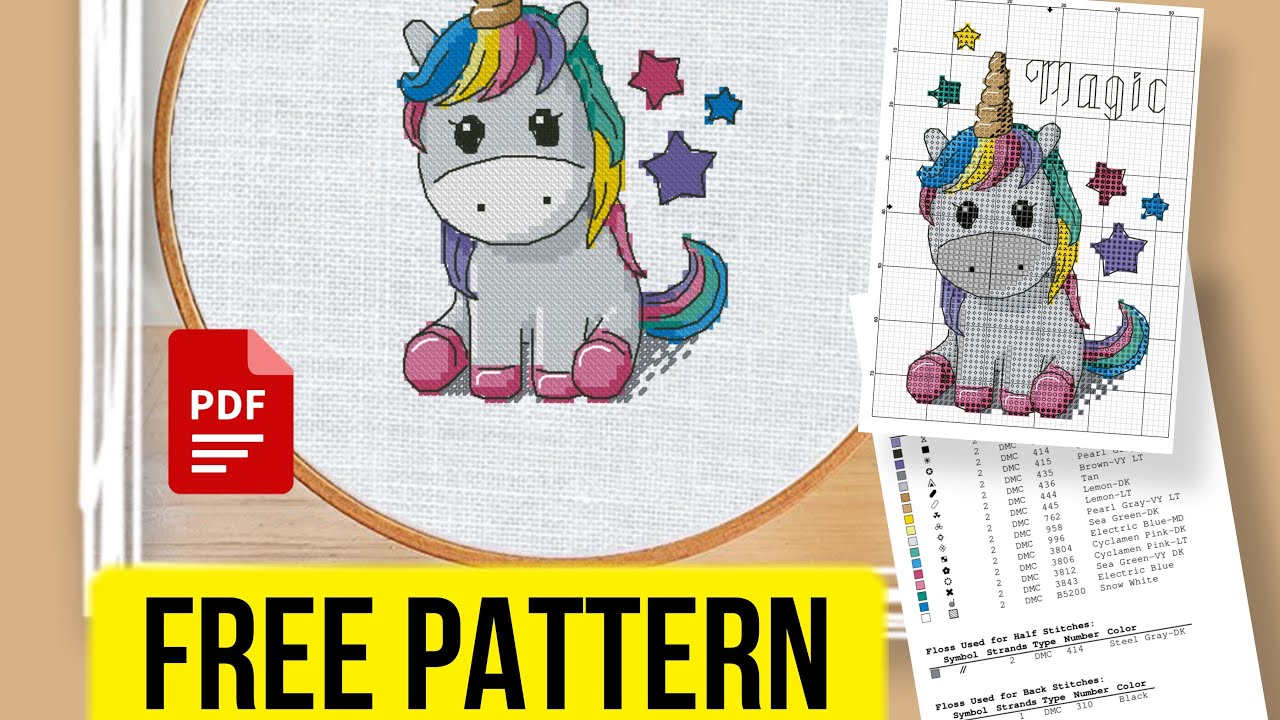 Magic Unicorn Cross Stitch Kit for Beginners Counted Pattern DIY