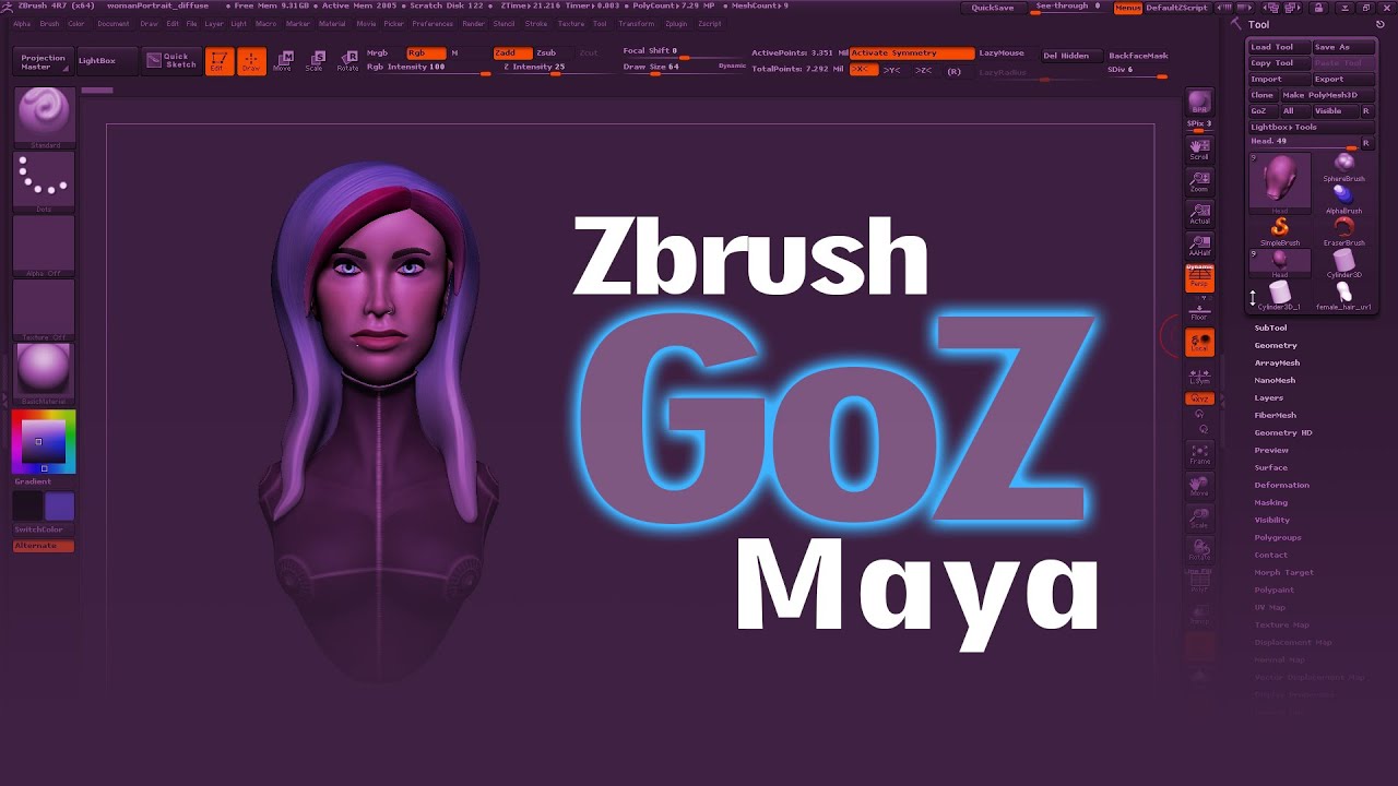 goz zbrush to maya