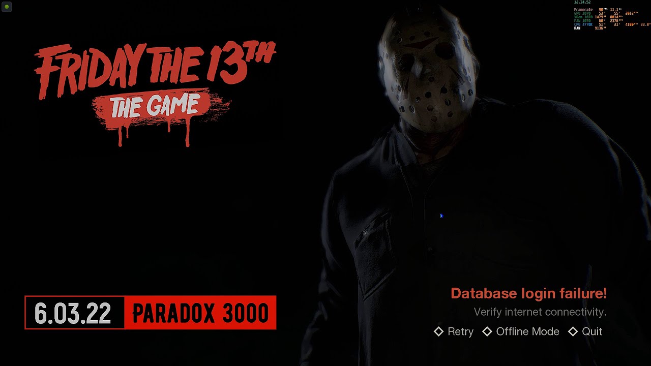 Friday The 13th The Game Database Login Failure The End RIP 