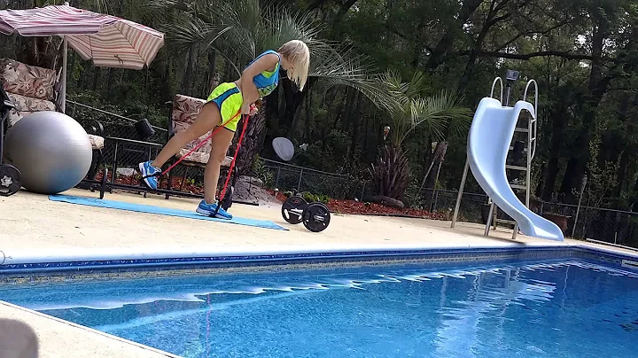 Jessica Puhl's workout by the pool