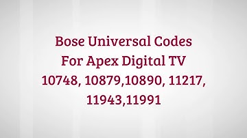 Bose Universal Remote Codes