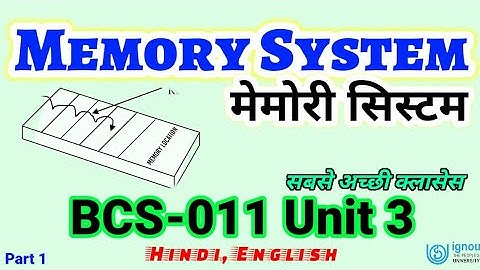 Memory system || BCS111 Unit 3 || Memory - Memory Types || Computer Memory - RAM ROM Cache IGNOU BCA