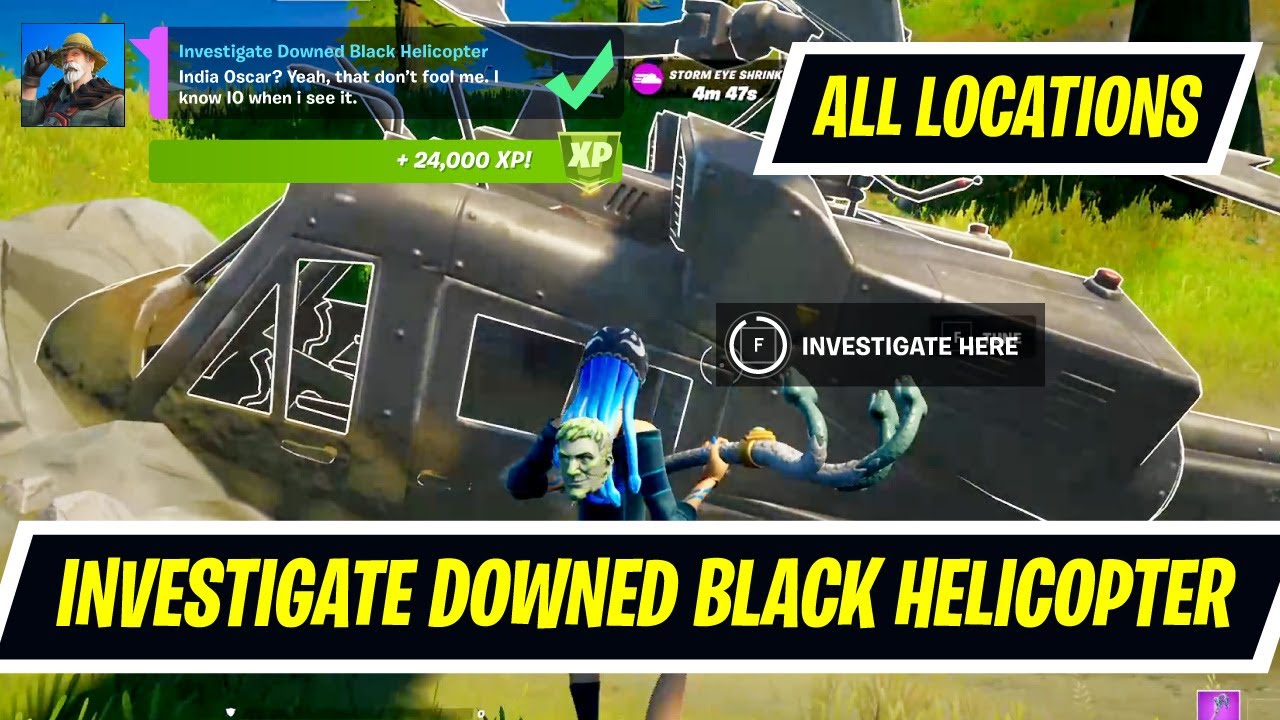 Investigate Downed Black Helicopter Location In Fortnite Foreshadow Quest Youtube