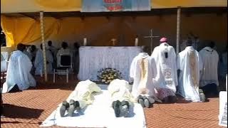 Amalumbo yaba Takatifu (Litany of the Saints) during the Ordination Mass at St. James Nsombo Parish
