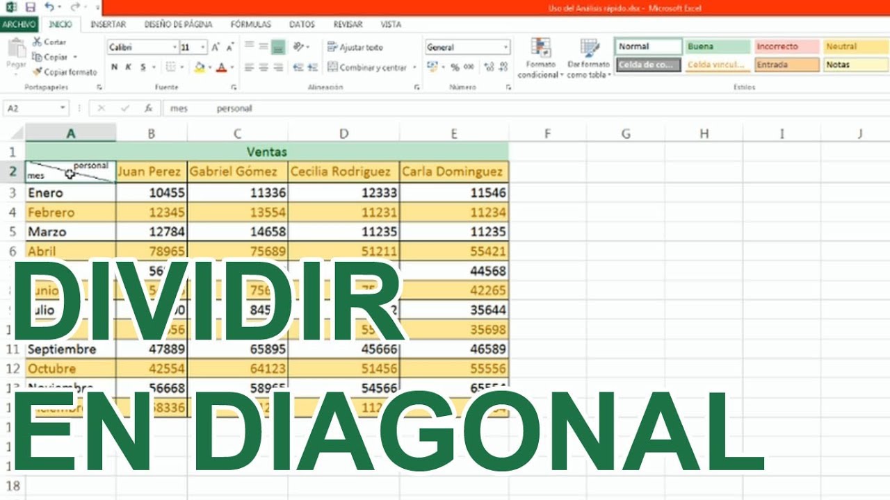 Como Una Division En Una Tabla De Excel