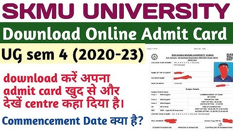 SKMU UG sem 4 Admit Card Download Online ll how to download sem 4 admit card ll skmuniversity dumka