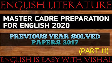 #126 Master cadre English previous year paper fully solved part 11