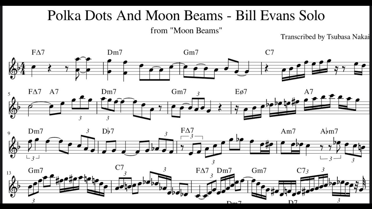 Polka Dots And Moon Beams - Bill Evans (Take3) Solo Transcription