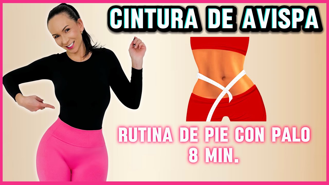 5 Ejercicios para REDUCIR CINTURA | CINTURA DE AVISPA en 8 minutos | abdominales con palo