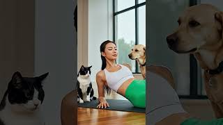 284  Why Did This Chill Yoga Session Turn Into a #dog and #cat Showdown ! 🐾#cute #pet