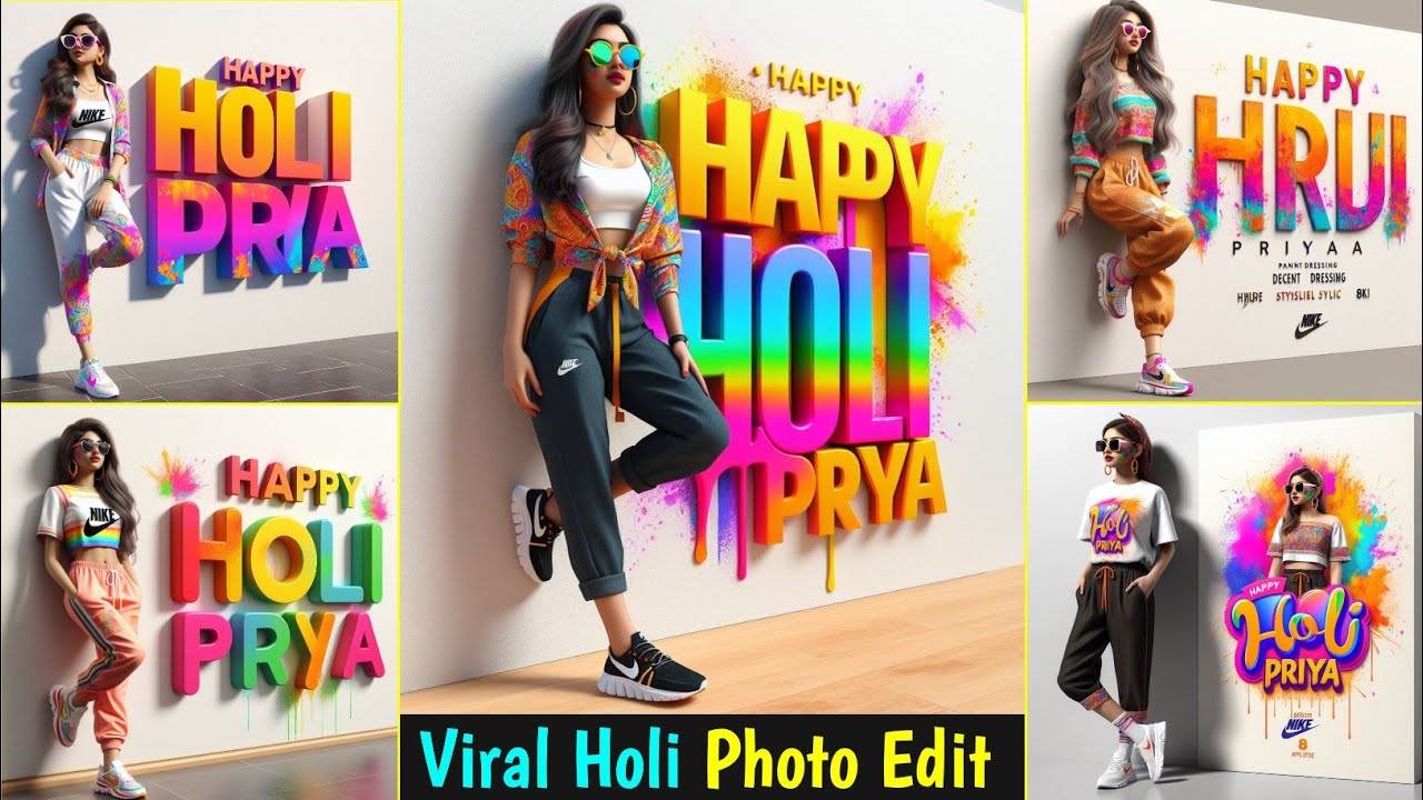 Trending Holi AI Photo Editing Girl | Bing Image Creator Girl | Holi AI Photo Editing Girl