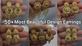 22ct hallmark gold long earrings designs with weight & price || most beautiful design earrings 2024