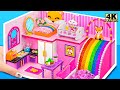 Build Cute Pink Miniature Fox House with Rainbow Slide from Cardboard for pet ❤️ DIY Miniature House