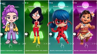 Kpop demon hunters VS Teen Titans Go VS Ladybug VS Moana in Tiles hop edm RUSh🎧🎧🎧 screenshot 5