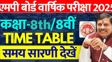 MP Board Class 8 Time Table 2025 | Class 8 Exams are Scheduled | Class 8th Time Table 2025 | class 8