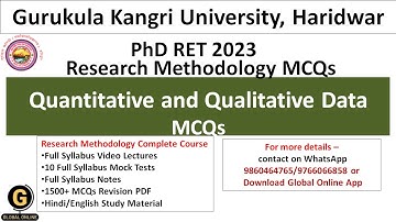 Gurukula Kangri Vishwavidyalaya RET 2023 MCQs|Quantitative and Qualitative Data MCQs|
