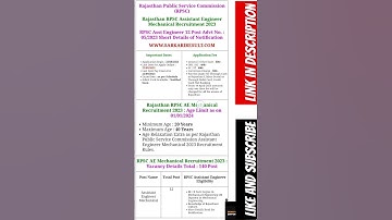 RPSC AEN Vacancy 2023 | RPSC AEN Mechanical Complete Information | AEN Vacancy in Rajasthan 2023#job