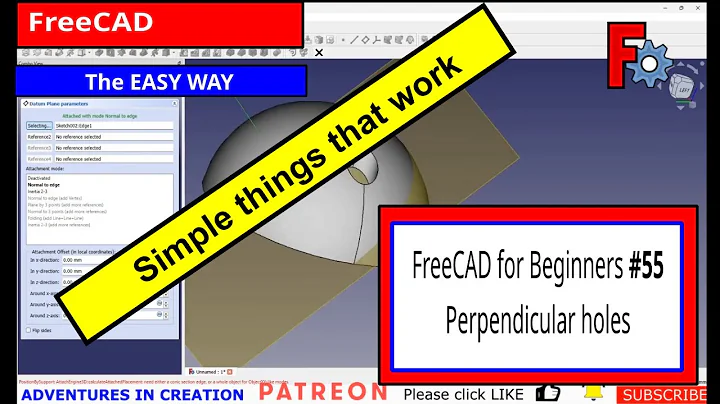 FreeCAD for Beginners #55 Perpendicular Holes #freecad #cad #makers #design