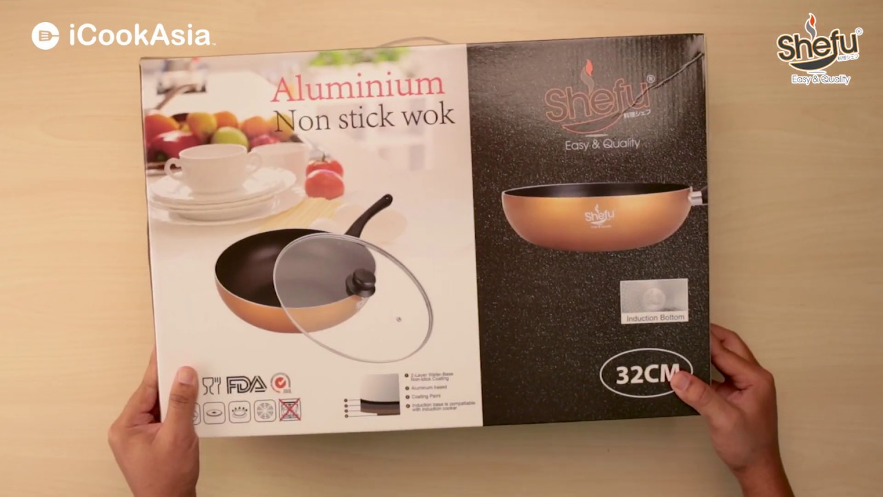 Unboxing Shefu 32cm Aluminium Wok Kuali Non Stick 32cm Shefu Store Youtube