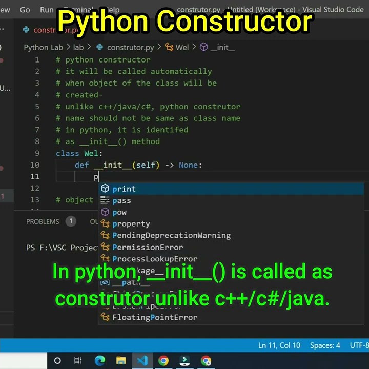 Constructor in Python | __init__ Python #shorts - YouTube