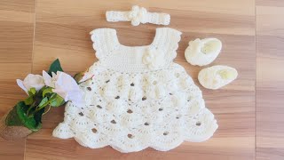 Crochet Baby Dress Tutorial/ Free Crochet Dress Pattern, Crochet 3 Months Dress/ Sanda crochet&craft