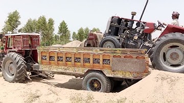 Messi Ferguson 385 Loading Sand on trolley with front Blade and Ploughing back