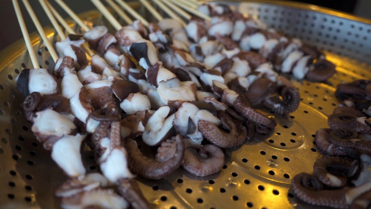 Grilled Octopus Skewers. Korean street food YouTube