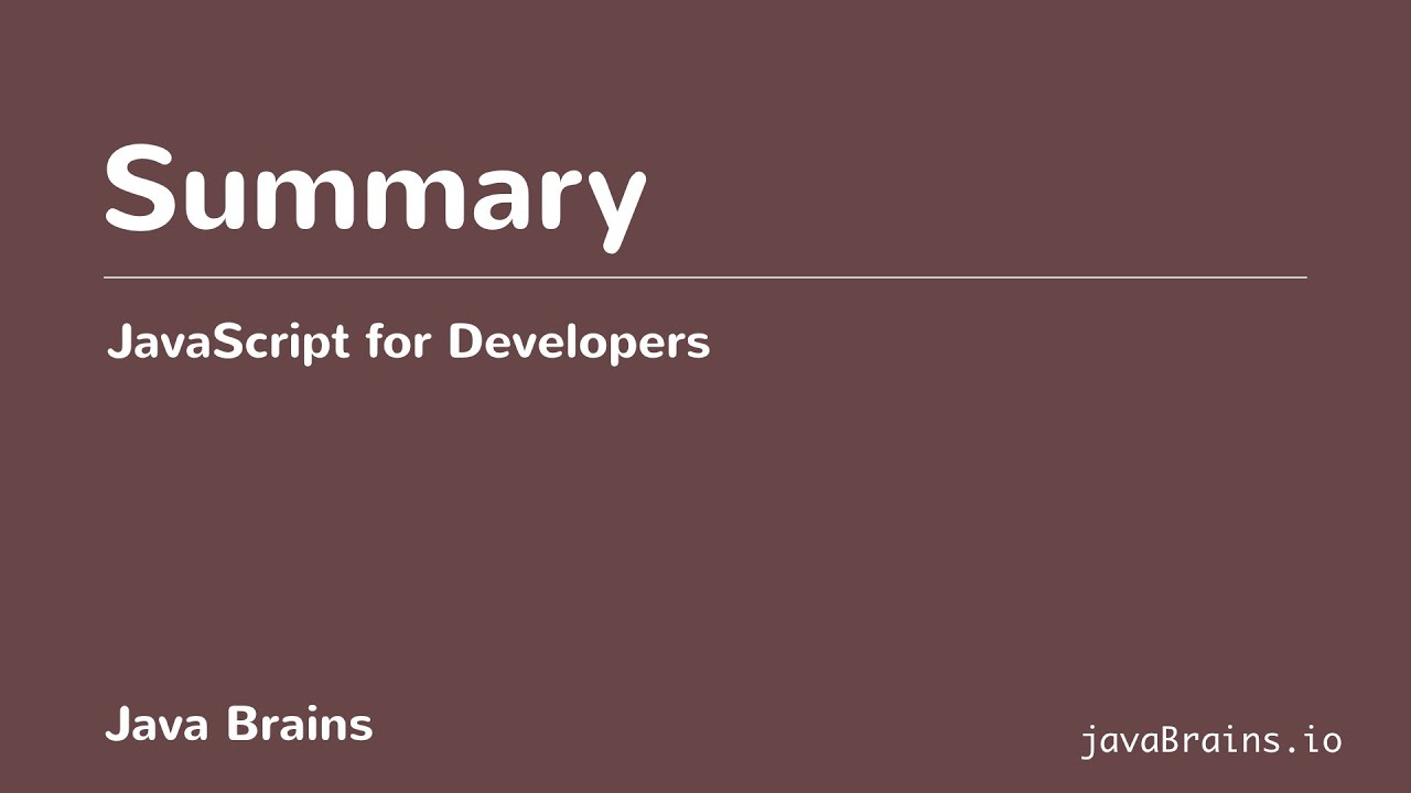 JavaScript for Developers 15 - Types Summary - YouTube