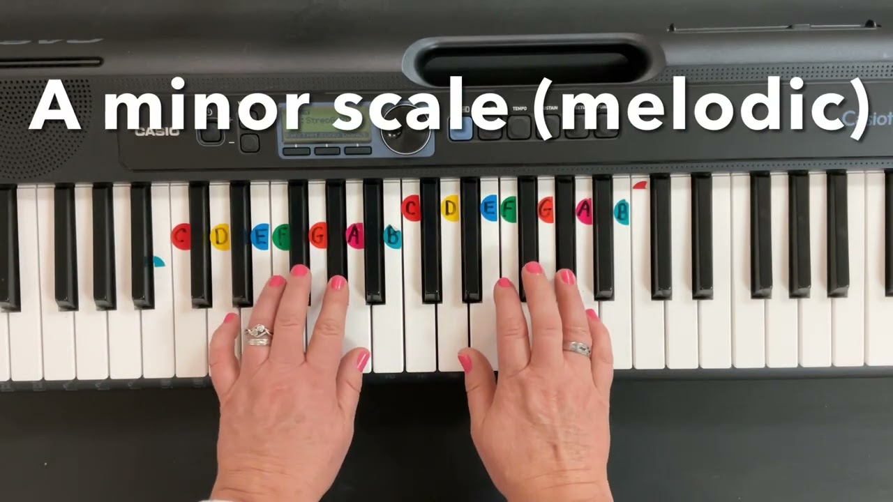 A minor scale (melodic) one octave.  - Practice and play along