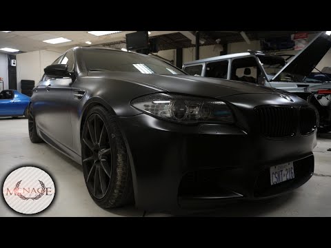 Видео: BMW M5 Full Satin Black Wrap With Alligator Skin Details | Menace Rides 4K