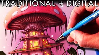 Lets Paint a MUSHROOM HOUSE - FANTASY ART FRIDAY