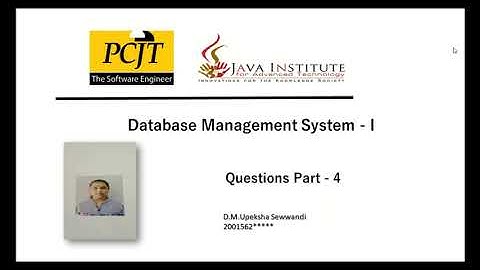 Database Management System - I ( video 4) | Question Set- 4 | Java Institute | SE | Level - 1