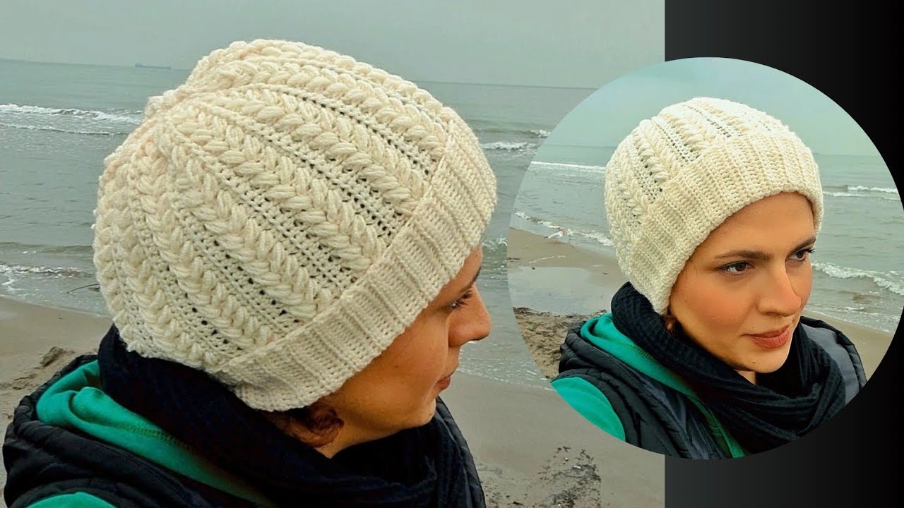 آموزش بافت کلاه با طرح برجسته ❤️❤️