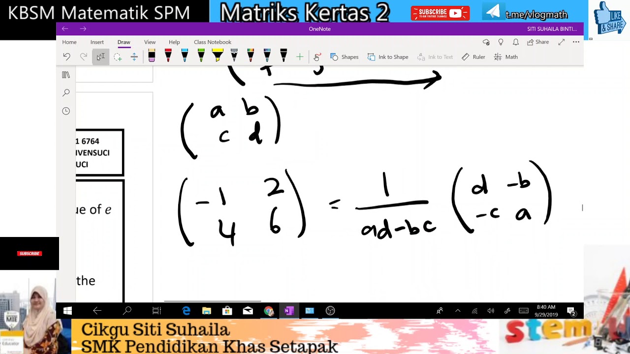 (KBAT) Teknik Mudah Menjawab topik Matriks SPM Kertas 2 