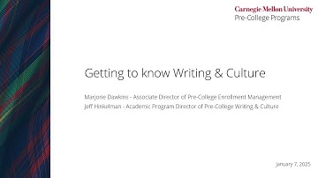 CMU Pre-College Programs Discover Session: Writing & Culture 1/7/25