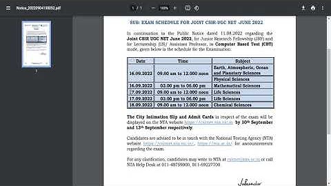 EXAM SCHEDULE FOR JOINT CSIR-UGC NET -JUNE 2022!!OFFICIALLY RELEASED BY NTA
