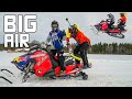 HUGE Snowmobile Tandem Jump!! (World Record 115ft)