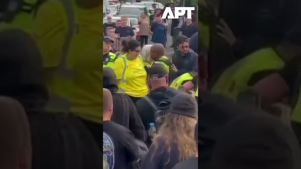 Anti Immigration Protesters Scuffle With Police Outside London Asylum Hotel APT