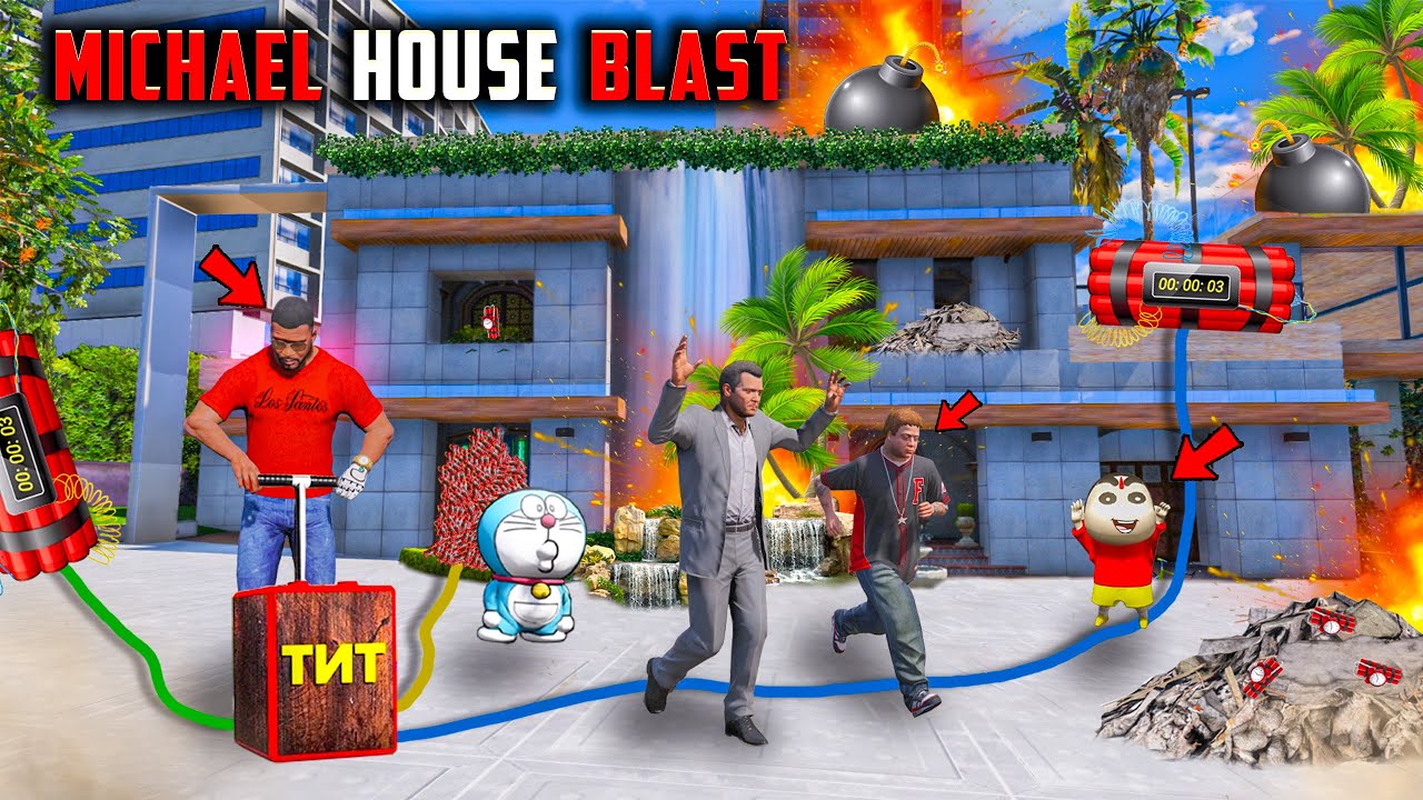 Franklin And Shinchan😂 Blast Michael House😱 For Their Ultimate Revenge🔥 In GTA 5 !😱 #gta5